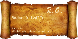 Roder Olivér névjegykártya
